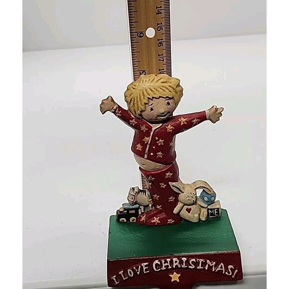 Mary Engelbreit Stocking Hanger Holder I Love Christmas Boy 5" Midwest Cast Iron - Picture 8 of 9